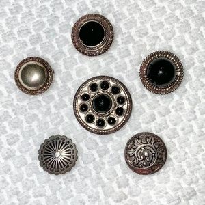 Vintage NONY, Lot of 6 Button Covers, BLACK & SILVER TONE